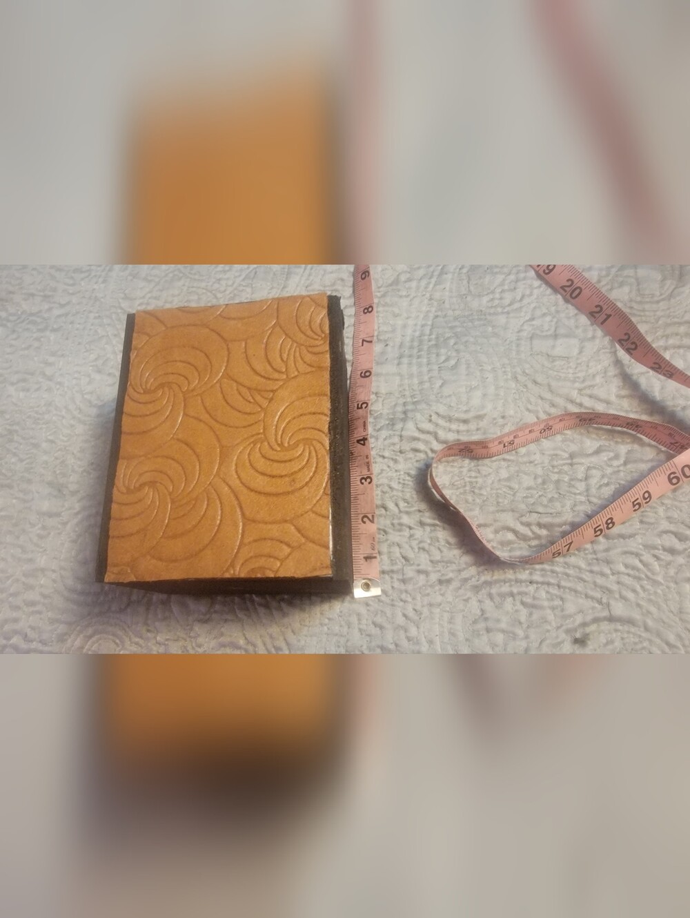 Embossed Tan Leather Box